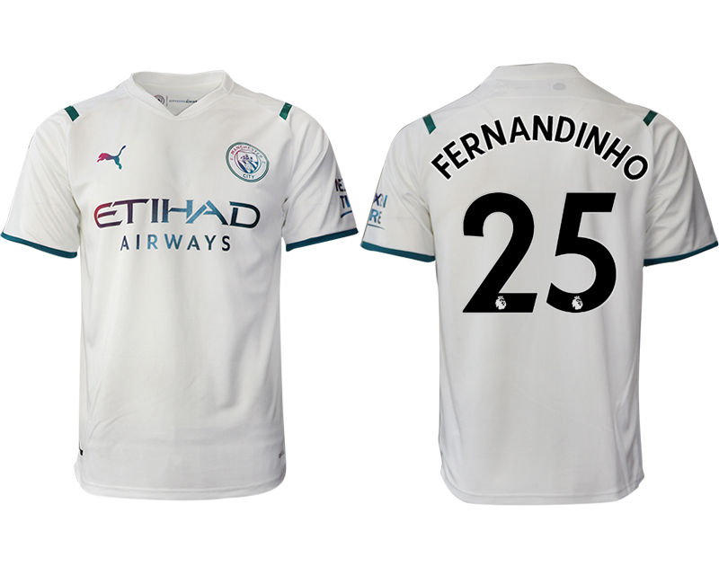 Men 2021-2022 Club Manchester city away aaa version white #25 Soccer Jersey->manchester city jersey->Soccer Club Jersey